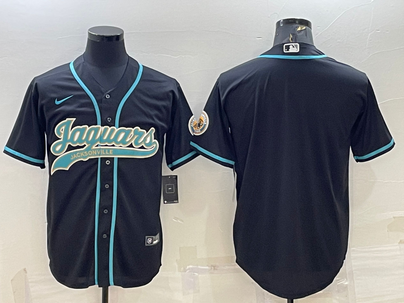 Men's Jacksonville Jaguars ACTIVE PLAYER Custom Black With Patch Cool Base Stitched Baseball Jersey Men's Jacksonville Jaguars ACTIVE PLAYER Custom Black With Patch Cool Base Stitched Baseball Jersey